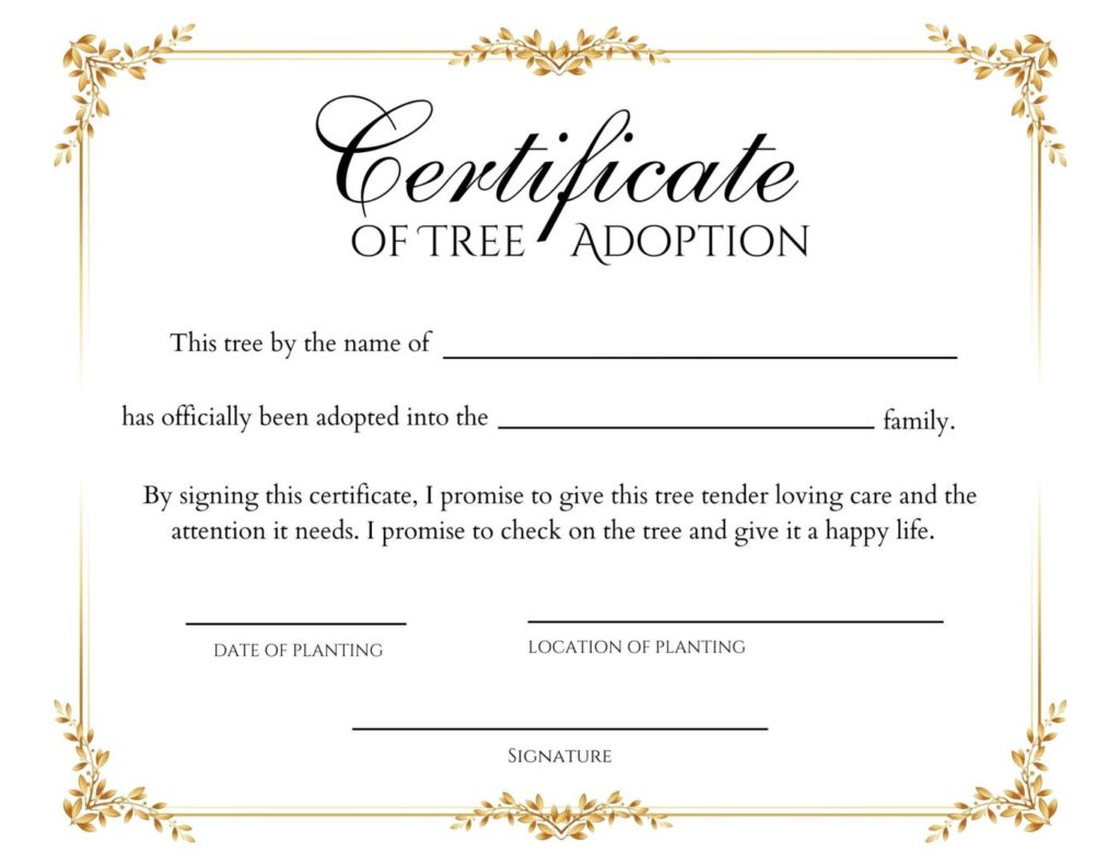 Tree Adoption Certificate