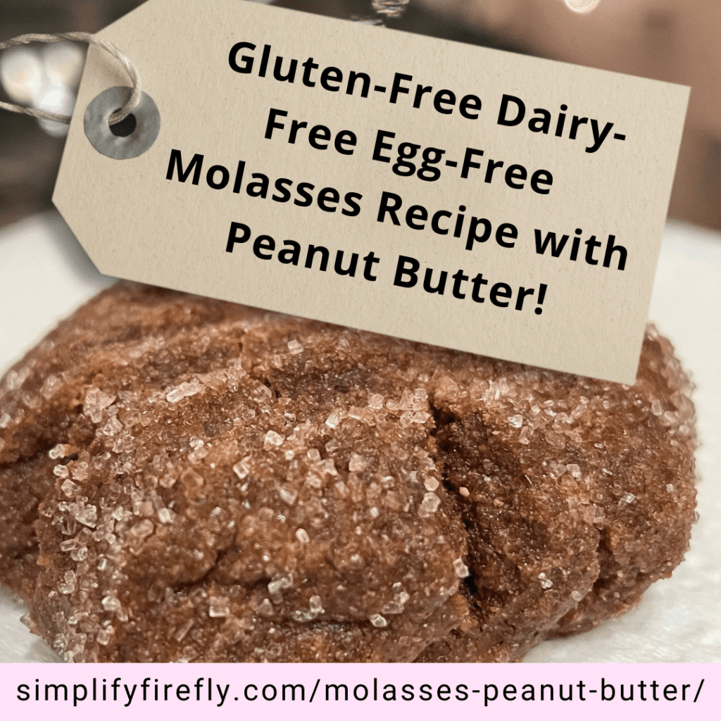 Gluten-free Dairy-free Egg-free Molasses Cookie Recipe with Peanut Butter