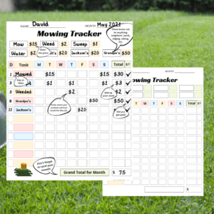lawn mowing chart