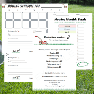 lawn mowing chart for kids